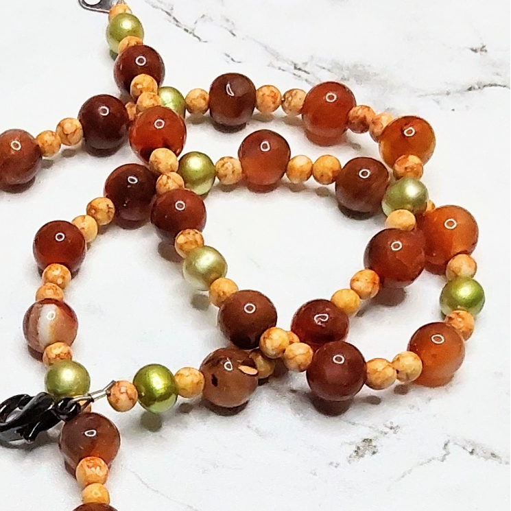 Earth Tones Necklace Handmade Pendant Jasper Pearl's Brown Green