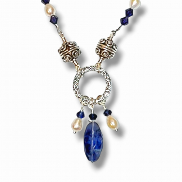 Iolite Statement Necklace Pearls One Of A Kind