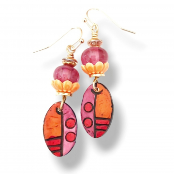 Bight Color Earrings Pink Orange Purple