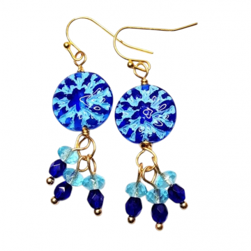 Blue Turquoise Earrings With Dangles Handmade Boho Chic