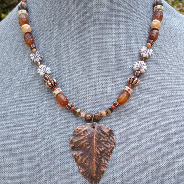 Fall Necklace Copper Leaf Autumn Statement