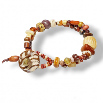 Boho Earth Tone Bracelet Handmade Ceramic Button Closure