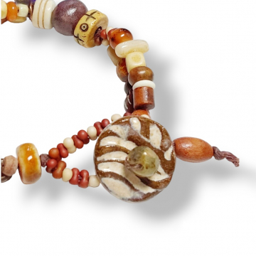 Boho Earth Tone Bracelet Handmade Ceramic Button Closure
