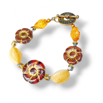 Fall Flower Bracelet Brown Gold Autumn Boho