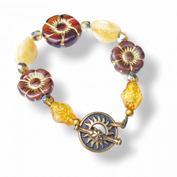 Fall Flower Bracelet Brown Gold Autumn Boho