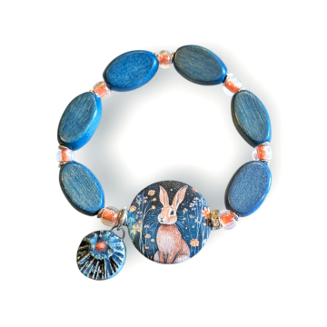 Artisan Hare Stretch Bracelet Blue Pale Orange