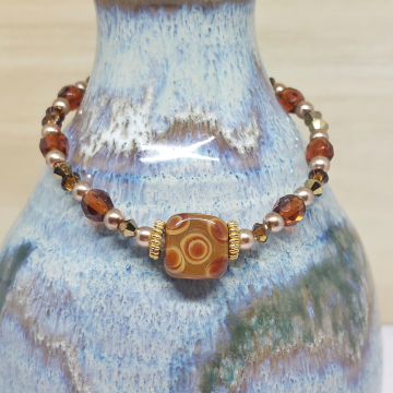Earth Tone Lampwork Glass Stretch Bracelet