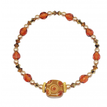 Earth Tone Lampwork Glass Stretch Bracelet