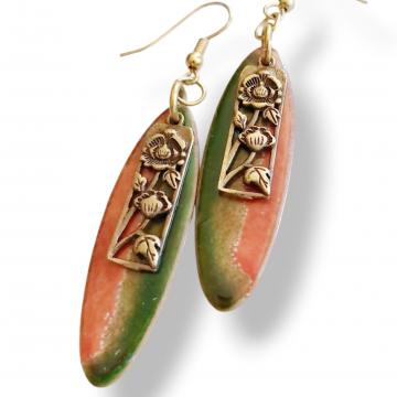 Fall Earrings Flowers Enameled Autumn Colors