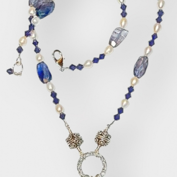 Iolite Statement Necklace Pearls One Of A Kind