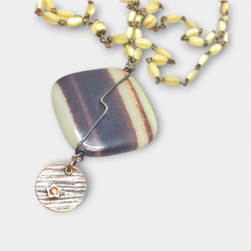 Brown And Green Stone Necklace Bold Boho