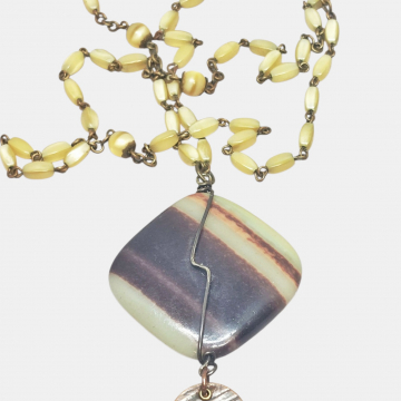 Brown And Green Stone Necklace Bold Boho