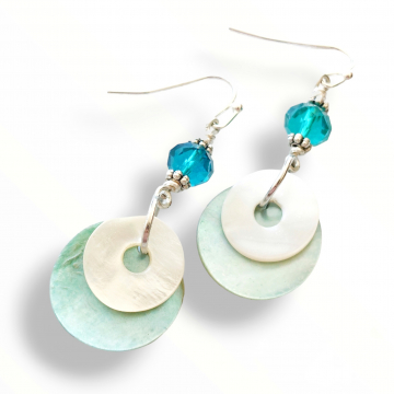 Shell and Mother Of Pearl Earrings Green Turquoise