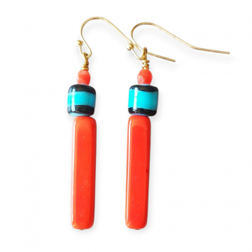 Modern Turquoise And Orange Earrings Eye-catching  Sleek