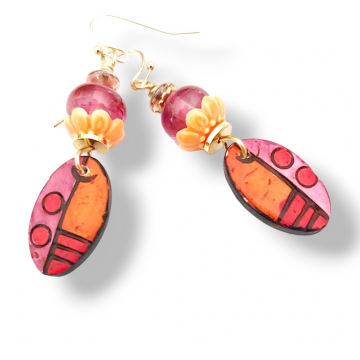 Bight Color Earrings Pink Orange Purple
