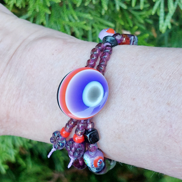 Two Strand Bracelet Purple Red Whimsical