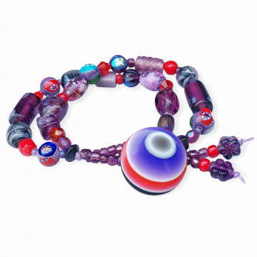 Two Strand Bracelet Purple Red Whimsical