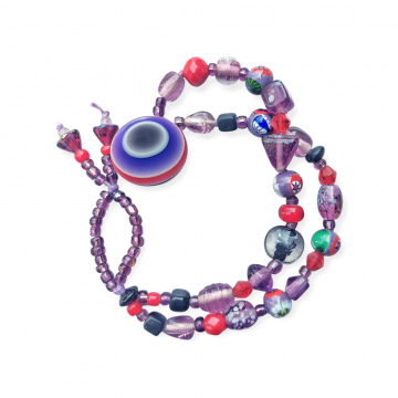 Purple Red Two Strand Bracelet Whimsical Fun