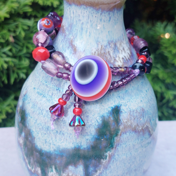 Purple Red Two Strand Bracelet Whimsical Fun