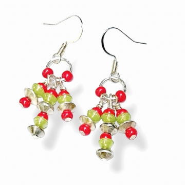 Green Red Dangle Earrings Christmas Handmade