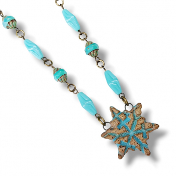 Snowflake Necklace Handmade Ceramic Boho