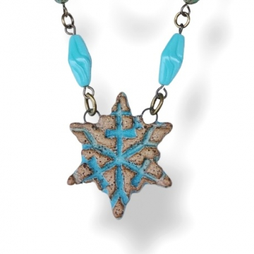 Snowflake Necklace Handmade Ceramic Boho