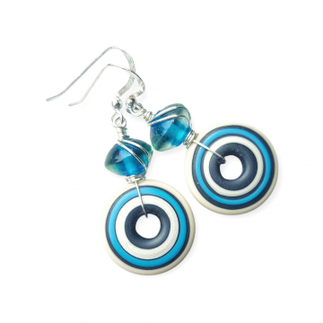Lampwork Glass Earrings Turquoise Black Stunning